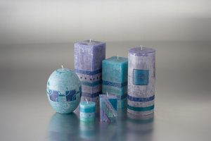 Handmålade ljus Blue & Green