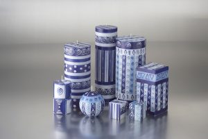 Handmålade ljus Blue & White
