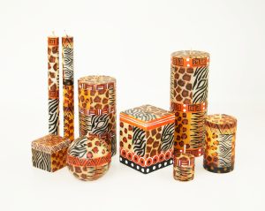 Handmålade ljus Animal print