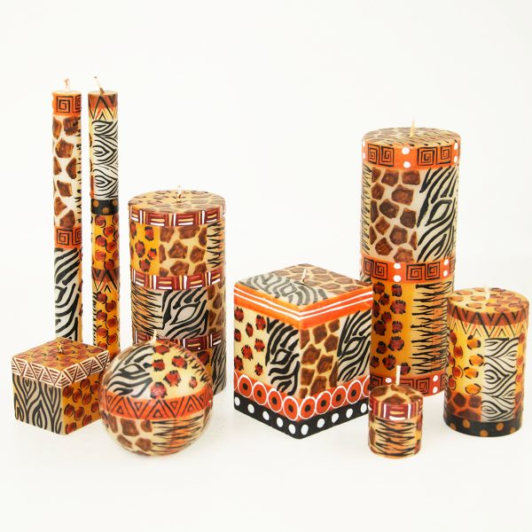 Handmålade ljus Animal print