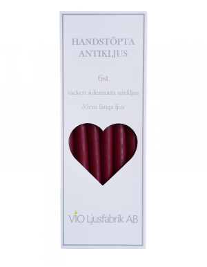 Antikljus i ask 6st 35cm matta VINRÖD