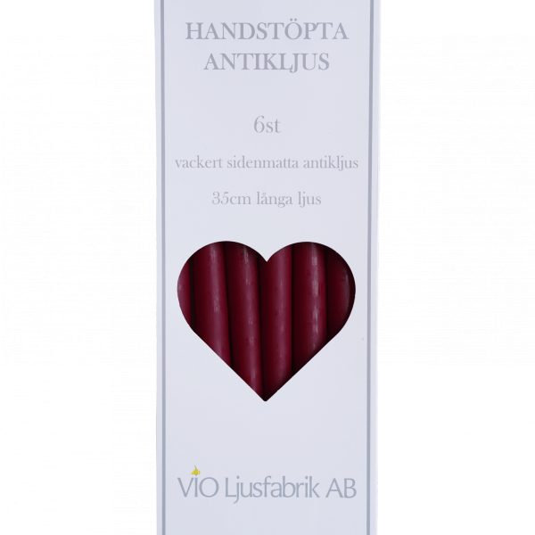 Antikljus i ask 6st 35cm matta VINRÖD
