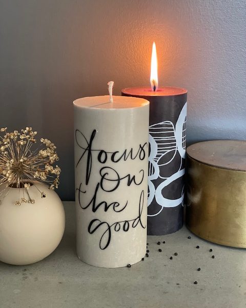 Blockljus stearin " focus on the good "