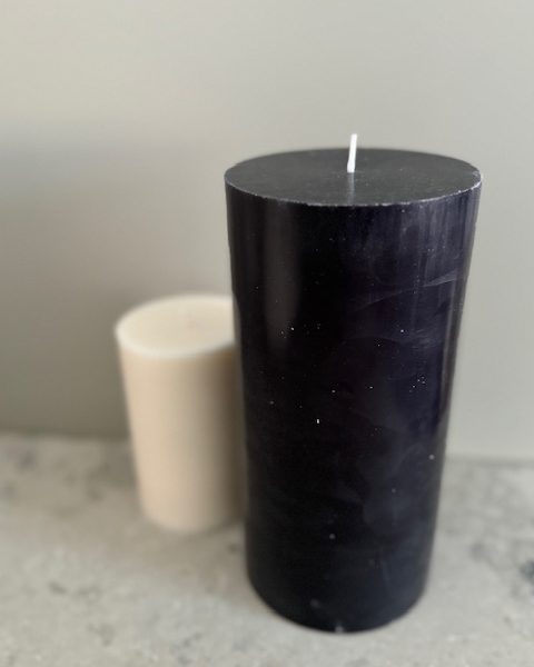 SVART Blockljus SVANEN 100% stearin 9,6X20 cm