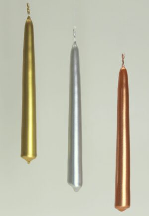 Julgransljus handstöpta 12cm guld,silver,koppar
