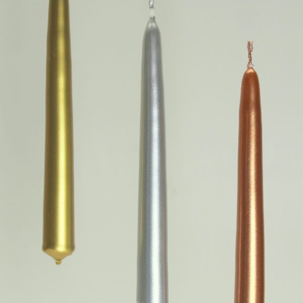 Julgransljus handstöpta 12cm guld,silver,koppar
