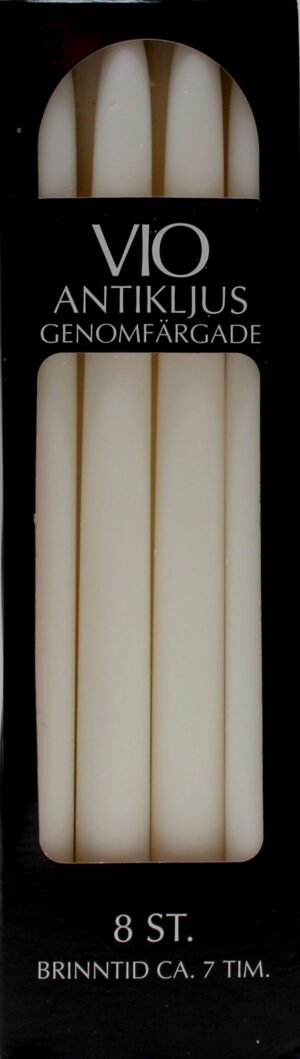 Antikljus 26cm i ask 8-pack vit