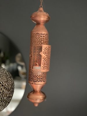 Koppar hängande ljuslykta m. stansat mönster - Bild 4