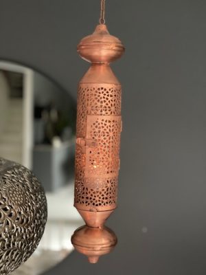 Koppar hängande ljuslykta m. stansat mönster - Bild 2
