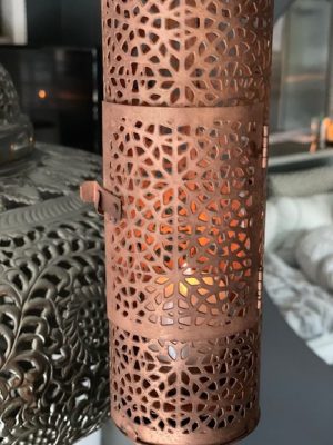 Koppar hängande ljuslykta m. stansat mönster - Bild 3